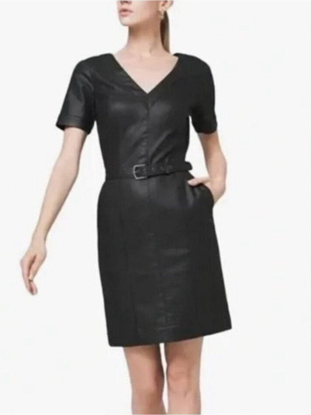 white house black market mini dress | Dresses | White House Black Market Black Fauxleather Coated Vneck SHEIN Lady Plus Size